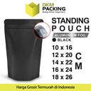 Standing Pouch HITAM NON WINDOW ZIPLOCK Plastik Klip ALU FOIL