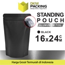 Standing Pouch HITAM 16x24cm NON WINDOW ZIPLOCK Plastik Klip ALU FOIL