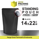 Standing Pouch HITAM 14x22cm NON WINDOW ZIPLOCK Plastik Klip ALU FOIL
