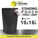 Standing Pouch HITAM 10x16cm NON WINDOW ZIPLOCK Plastik Klip ALU FOIL