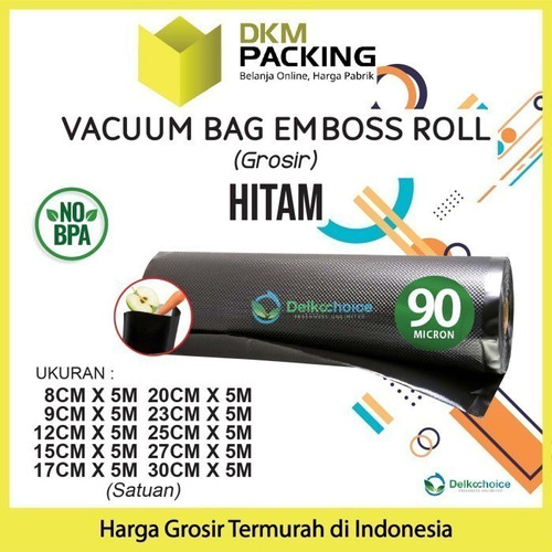 Vacuum Makanan EMBOSS ROLL 27x500cm BLACK Plastik Vakum BINTIK BENING