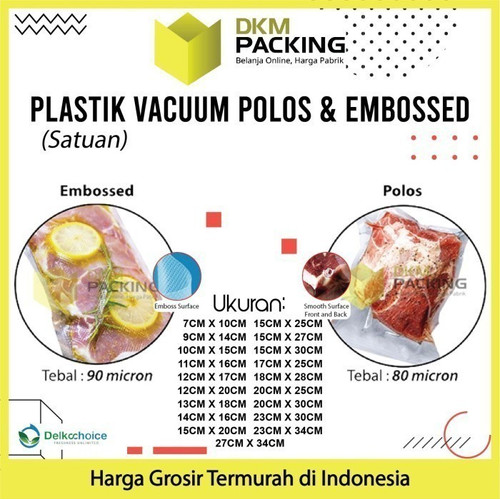 Plastik Vacuum Bag Makanan 15x25cm POLOS EMBOSS Vakum DELKOCHOICE
