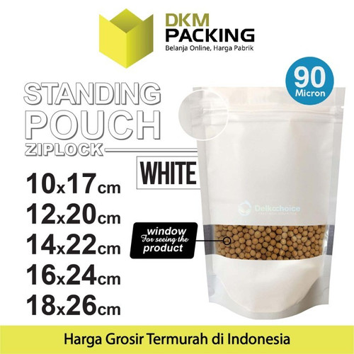 Standing Pouch PUTIH 14x22cm WINDOW ZIPLOCK DELKOCHOICE ALU FOIL