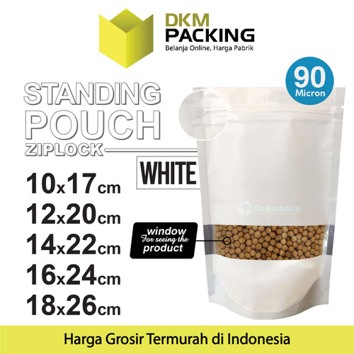 Standing Pouch PUTIH 10x17cm WINDOW ZIPLOCK DELKOCHOICE ALU FOIL