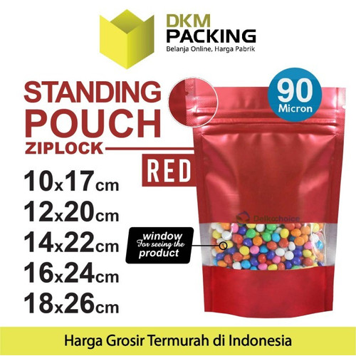 Standing Pouch MERAH 14x22cm WINDOW ZIPLOCK DELKOCHOICE ALU FOIL