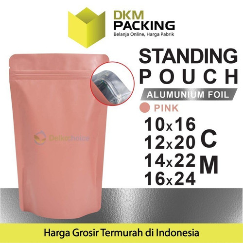 Standing Pouch PINK 16x24cm NON WINDOW ZIPLOCK Plastik Klip ALU FOIL