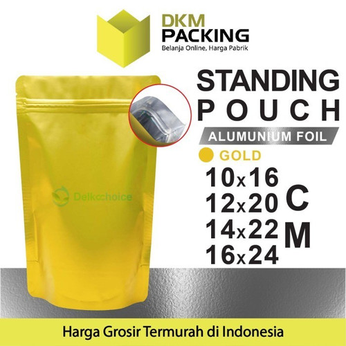 Standing Pouch GOLD 16x24cm NON WINDOW ZIPLOCK Plastik Klip ALU FOIL