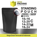Standing Pouch HITAM 16x24cm NON WINDOW ZIPLOCK Plastik Klip ALU FOIL