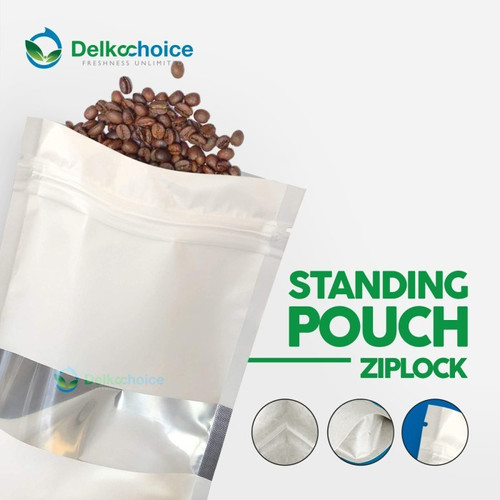 Standing Pouch PUTIH 14x22cm WINDOW ZIPLOCK DELKOCHOICE ALU FOIL