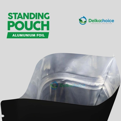 Standing Pouch HITAM NON WINDOW ZIPLOCK Plastik Klip ALU FOIL
