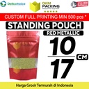 Standing Pouch Red Window Foil 10x17cm Ziplock Kemasan Makanan Merah