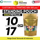 Standing Pouch Gold Window Foil 10x17cm Ziplock Kemasan Makanan Emas