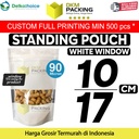 Standing Pouch White Window Foil 10x17cm Ziplock Kemasan Makanan Putih