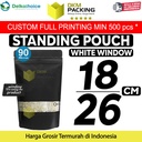 Standing Pouch Black Window Foil 18x26cm Ziplock Kemasan Makanan Hitam