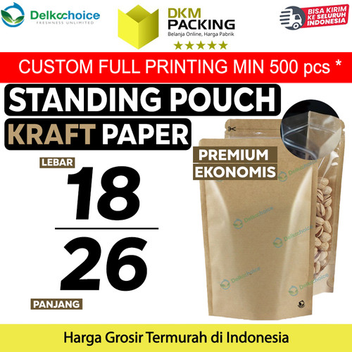 Standing Pouch Clear Kraft Paper 18x26 Ziplock Kombinasi Plastik Klip