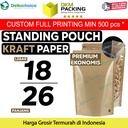 Standing Pouch Clear Kraft Paper 18x26 Ziplock Kombinasi Plastik Klip