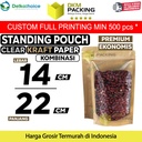 Standing Pouch Clear Kraft Paper 14x22 Ziplock Kombinasi Plastik Klip