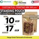 Standing Pouch Clear Kraft Paper 10x17 Ziplock Kombinasi Plastik Klip