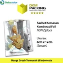 PLASTIK KEMASAN TRANSMETZ 8x12 NOZIPLOCK SACHET SASET CLEAR METALIZING