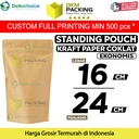 Standing Pouch 16x24cm Kraft Paper EKONOMIS FULL ZIPLOCK Plastik Klip