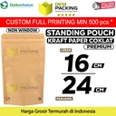 STANDING POUCH 16x24cm KRAFT PAPER NON WINDOW PLASTIK KLIP DELKOCHOICE