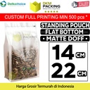 Standing Pouch 14x22cm Flat Bottom Matte Plastik Kemasan DELKOCHOICE