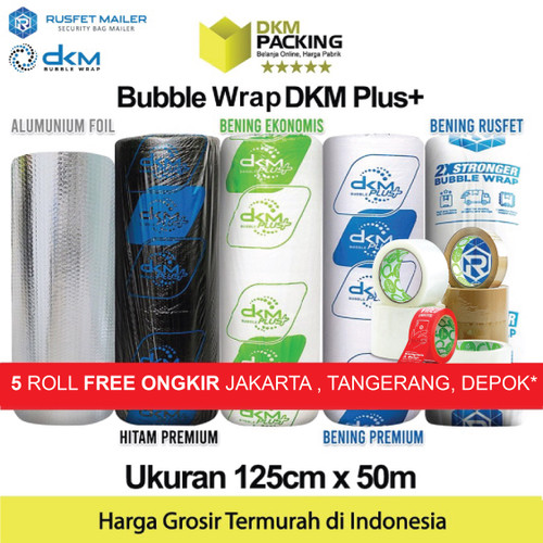 Plastik BubbleWrap 125cmx50m BUBBLE WRAP BERWARNA DKM PLUS MURAH ROLL