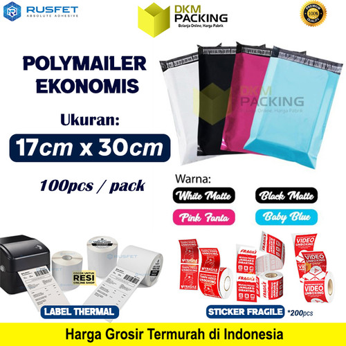 Polymailer PACK 17x30cm TERMURAH Plastik Packing OlShop EKONOMIS