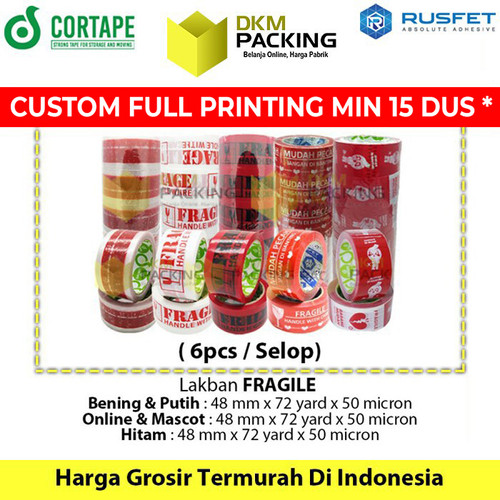 Lakban FRAGILE 48mm PREMIUM Plakban Isolasi TERMURAH / SELOP