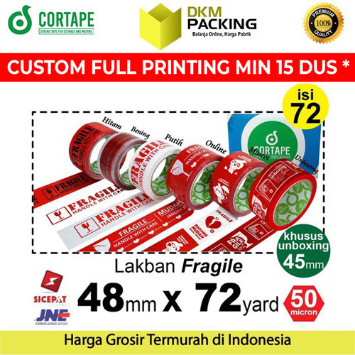 Lakban FRAGILE 48mm PREMIUM Plakban Isolasi TERMURAH / SATUAN