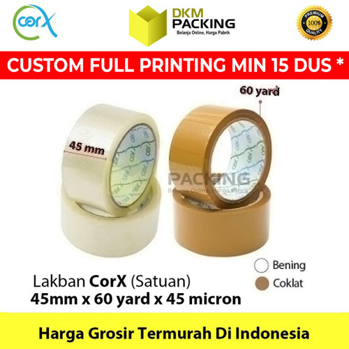 Lakban 45mm x 60Y CorX Plakban Isolasi TAPE PREMIUM TERMURAH /SATUAN
