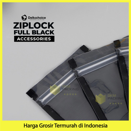 PLASTIK KLIP BLACK 16x24cm ZIPLOCK BAG KEMASAN AKSESORIS DELKOCHOICE