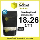 Standing Pouch Black Window Foil 18x26cm Ziplock Kemasan Makanan Hitam