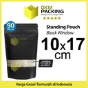 Standing Pouch Black Window Foil 10x17cm Ziplock Kemasan Makanan Hitam