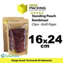 Standing Pouch Clear Kraft Paper 16x24 Ziplock Kombinasi Plastik Klip