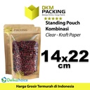 Standing Pouch Clear Kraft Paper 14x22 Ziplock Kombinasi Plastik Klip