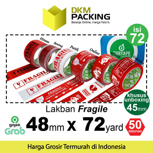 Lakban FRAGILE 48mm PREMIUM Plakban Isolasi TERMURAH OJOL /DUS