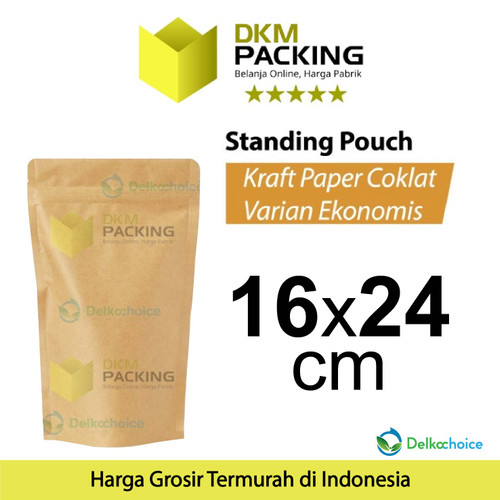 Plastik Klip 16x24cm Kraft Paper EKONOMIS FULL ZIPLOCK Standing Pouch