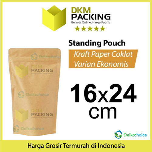 Standing Pouch 16x24cm Kraft Paper EKONOMIS FULL ZIPLOCK Plastik Klip