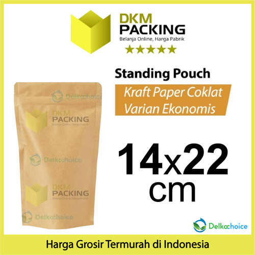 Standing Pouch 14x22cm Kraft Paper EKONOMIS FULL ZIPLOCK Plastik Klip