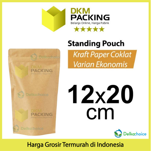 Standing Pouch 12x20cm Kraft Paper EKONOMIS FULL ZIPLOCK Plastik Klip