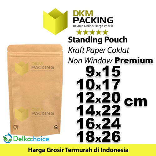 PLASTIK KLIP 18x26cm KRAFT PAPER NON WINDOW STANDING POUCH DELKOCHOICE