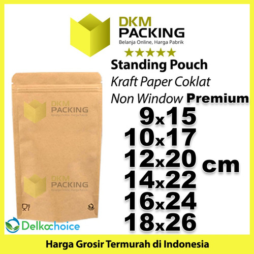 STANDING POUCH 18x26cm KRAFT PAPER NON WINDOW PLASTIK KLIP DELKOCHOICE