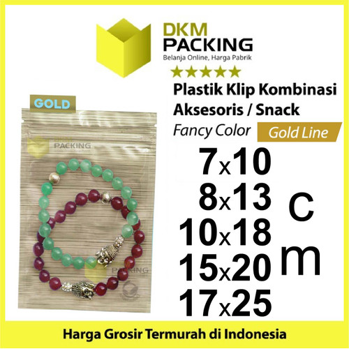 Plastik Klip 17x25cm ZIPLOCK BAG GOLD Kemasan Aksesoris DELKOCHOICE