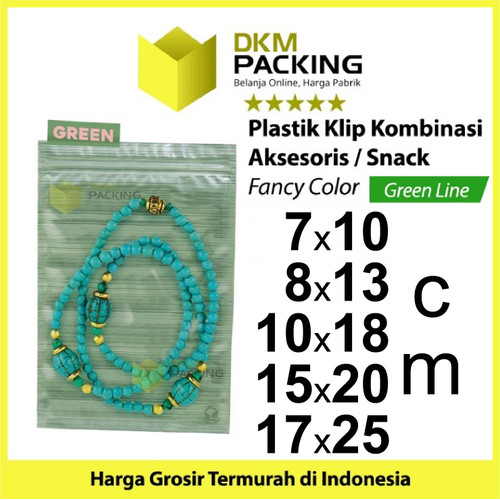 Plastik Klip 15x20cm ZIPLOCK BAG GREEN Kemasan Aksesoris DELKOCHOICE
