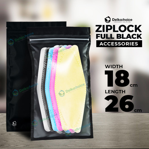 Plastik Klip 18x26cm ZIPLOCK BAG BLACK Kemasan Aksesoris DELKOCHOICE