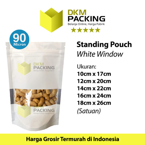 Standing Pouch White Window Foil 18x26cm Ziplock Kemasan Makanan Putih