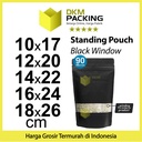 Standing Pouch Black Window Foil 18x26cm Ziplock Kemasan Makanan Hitam