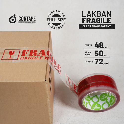 Lakban FRAGILE 48mm PREMIUM Plakban Isolasi TERMURAH / DUS KARGO