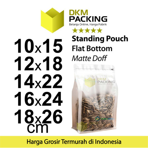 Standing Pouch 18x26cm Flat Bottom Matte Plastik Kemasan DELKOCHOICE